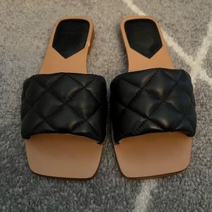 Marc Fisher Reta Quilted Slide Sandal SIZE 8 BLACK